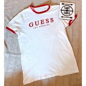 Vintage red collared GUESS logo shirt S